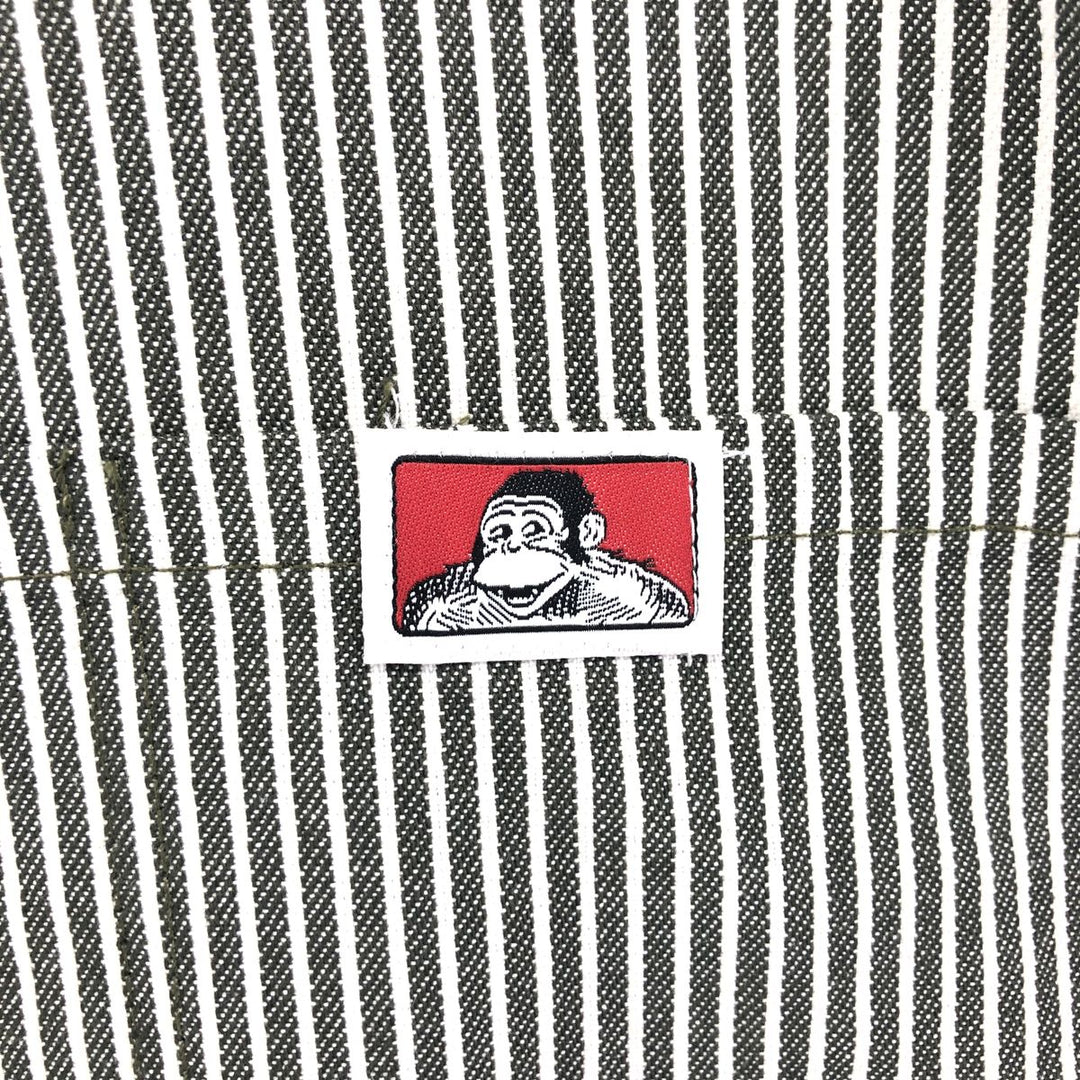 90'S Ben Davis Stripe Pattern Half Zip Short Sleeve Work Shirt Box Shirt Made in USA Men's M Size Vintage cotton gray type Vintage Second Hand