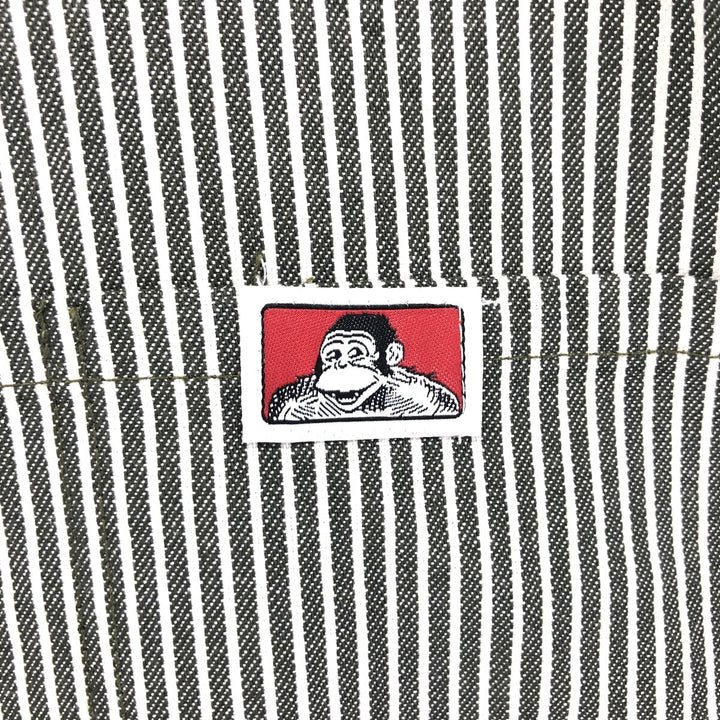 90'S Ben Davis Stripe Pattern Half Zip Short Sleeve Work Shirt Box Shirt Made in USA Men's M Size Vintage cotton gray type Vintage Second Hand