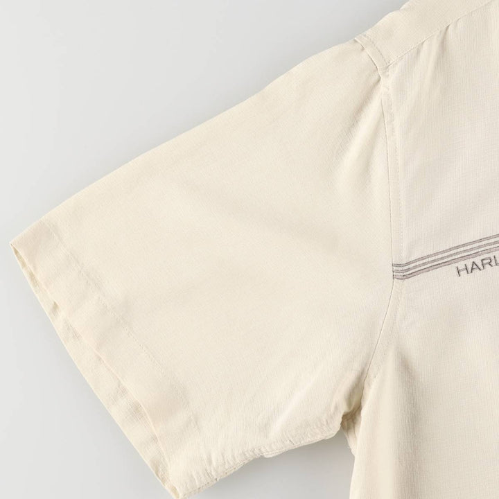 Harley-Davidson Short Sleeve Open Collar Rayon Shirt Box Shirt Men's Size L Rayon ivory Vintage Second Hand