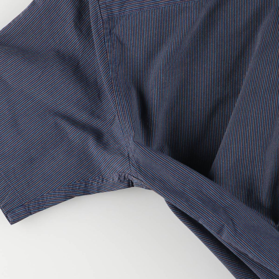 Patagonia ORGANIC COTTON Organic Cotton Short Sleeve Striped Shirt Men's S Size unclear navy blue type Vintage Second Hand