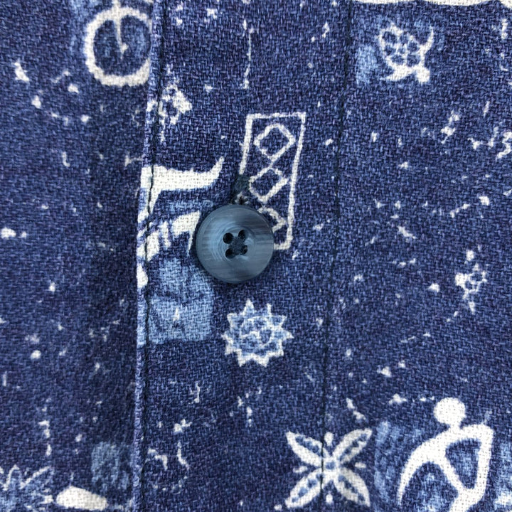 REI all-over print short-sleeve open-collar cotton shirt, box shirt, men's size M cotton blue type Vintage Second Hand