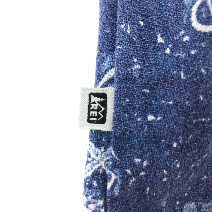 REI all-over print short-sleeve open-collar cotton shirt, box shirt, men's size M cotton blue type Vintage Second Hand