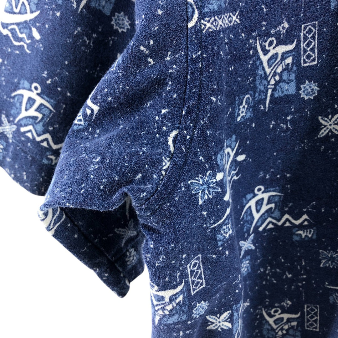 REI all-over print short-sleeve open-collar cotton shirt, box shirt, men's size M cotton blue type Vintage Second Hand