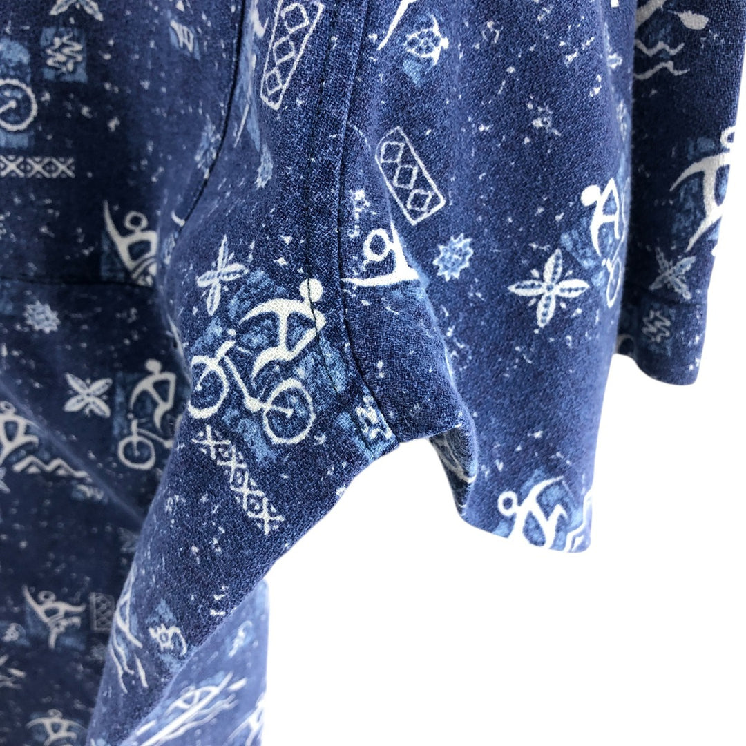REI all-over print short-sleeve open-collar cotton shirt, box shirt, men's size M cotton blue type Vintage Second Hand