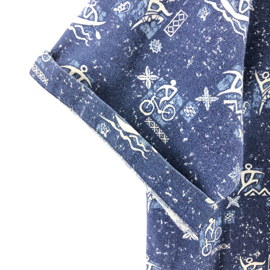 REI all-over print short-sleeve open-collar cotton shirt, box shirt, men's size M cotton blue type Vintage Second Hand