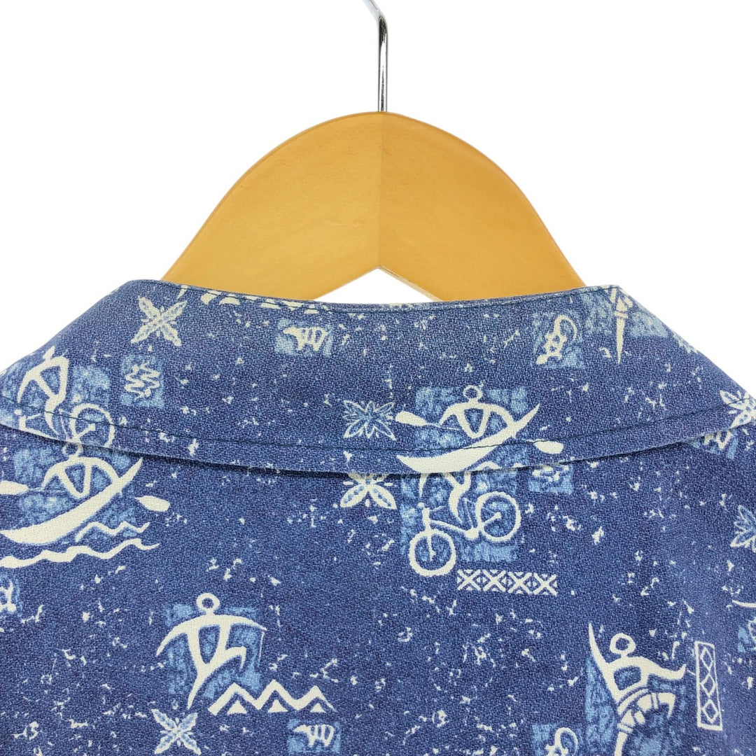 REI all-over print short-sleeve open-collar cotton shirt, box shirt, men's size M cotton blue type Vintage Second Hand