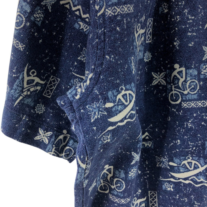REI all-over print short-sleeve open-collar cotton shirt, box shirt, men's size M cotton blue type Vintage Second Hand