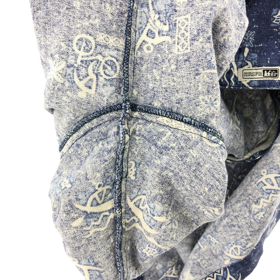 REI all-over print short-sleeve open-collar cotton shirt, box shirt, men's size M cotton blue type Vintage Second Hand
