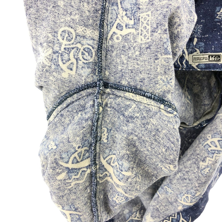 REI all-over print short-sleeve open-collar cotton shirt, box shirt, men's size M cotton blue type Vintage Second Hand