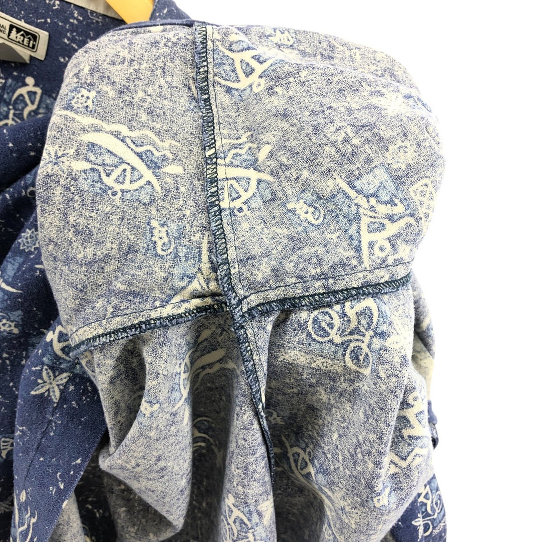 REI all-over print short-sleeve open-collar cotton shirt, box shirt, men's size M cotton blue type Vintage Second Hand