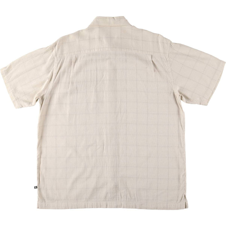GEOFFREY BEENE Willow Crepe Short Sleeve Cotton Check Shirt Box Shirt Men's Size L cotton Beige type Vintage Second Hand