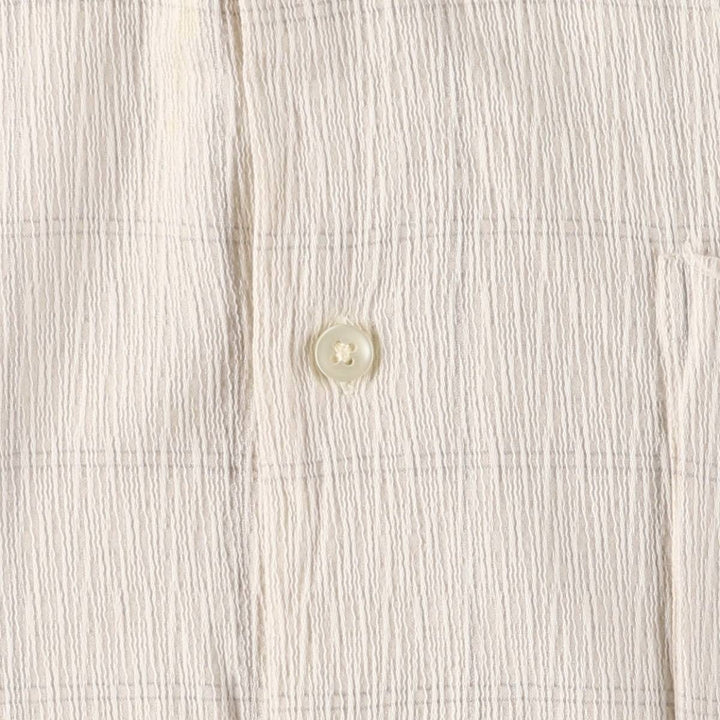 GEOFFREY BEENE Willow Crepe Short Sleeve Cotton Check Shirt Box Shirt Men's Size L cotton Beige type Vintage Second Hand