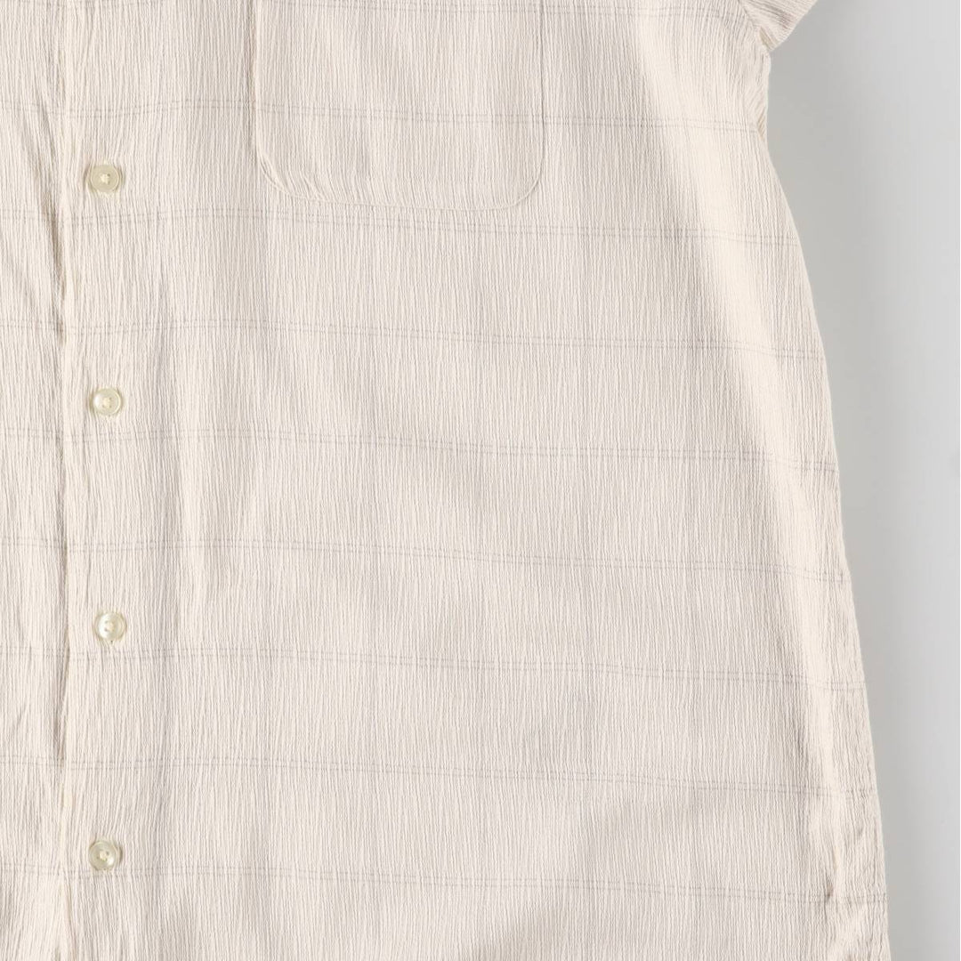 GEOFFREY BEENE Willow Crepe Short Sleeve Cotton Check Shirt Box Shirt Men's Size L cotton Beige type Vintage Second Hand