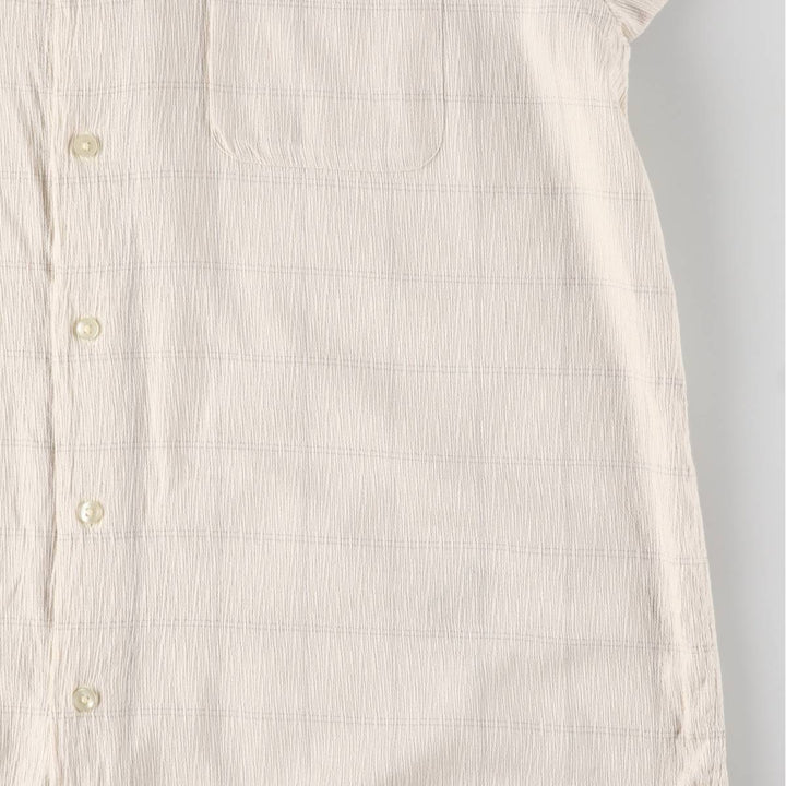GEOFFREY BEENE Willow Crepe Short Sleeve Cotton Check Shirt Box Shirt Men's Size L cotton Beige type Vintage Second Hand