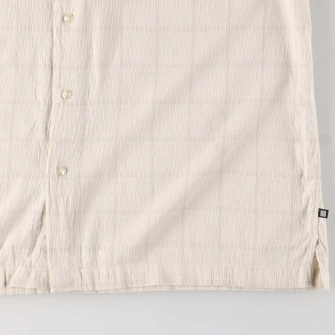 GEOFFREY BEENE Willow Crepe Short Sleeve Cotton Check Shirt Box Shirt Men's Size L cotton Beige type Vintage Second Hand