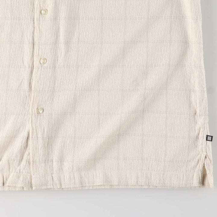 GEOFFREY BEENE Willow Crepe Short Sleeve Cotton Check Shirt Box Shirt Men's Size L cotton Beige type Vintage Second Hand