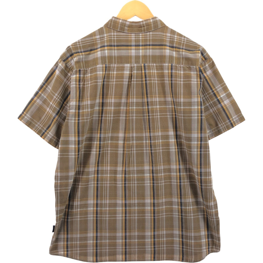 00'S Patagonia ORGANIC COTTON 54840S9 short sleeve cotton check shirt, men's size L Organic cotton beige type brown Vintage Second Hand