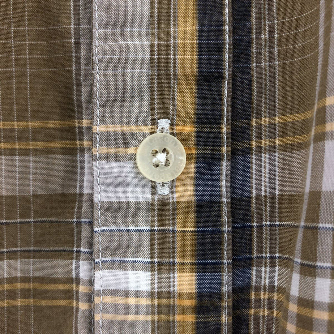 00'S Patagonia ORGANIC COTTON 54840S9 short sleeve cotton check shirt, men's size L Organic cotton beige type brown Vintage Second Hand
