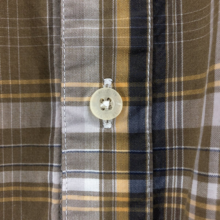 00'S Patagonia ORGANIC COTTON 54840S9 short sleeve cotton check shirt, men's size L Organic cotton beige type brown Vintage Second Hand