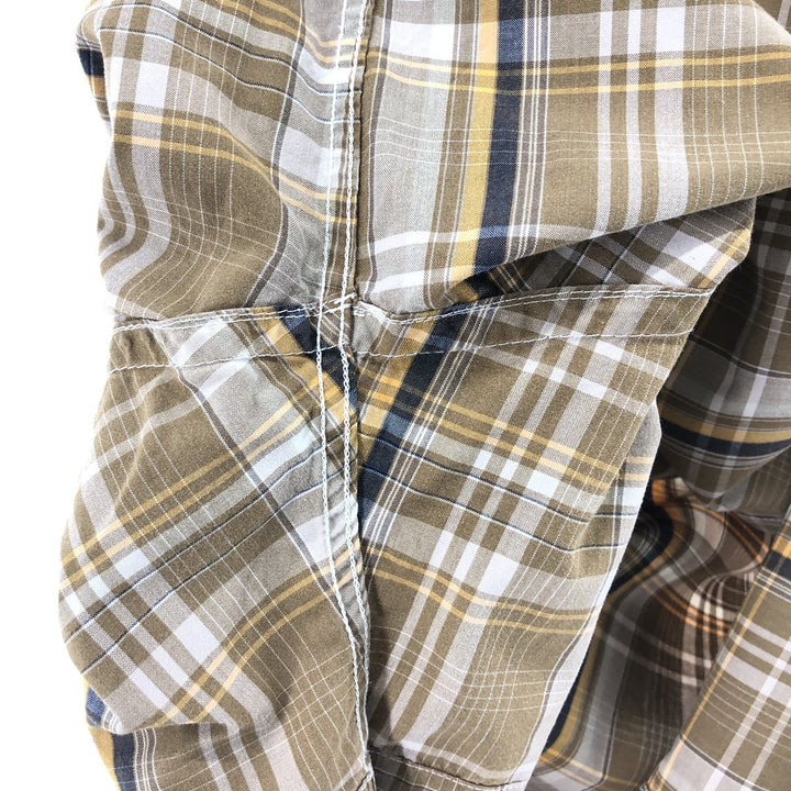 00'S Patagonia ORGANIC COTTON 54840S9 short sleeve cotton check shirt, men's size L Organic cotton beige type brown Vintage Second Hand