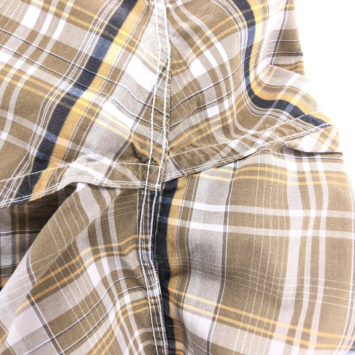 00'S Patagonia ORGANIC COTTON 54840S9 short sleeve cotton check shirt, men's size L Organic cotton beige type brown Vintage Second Hand