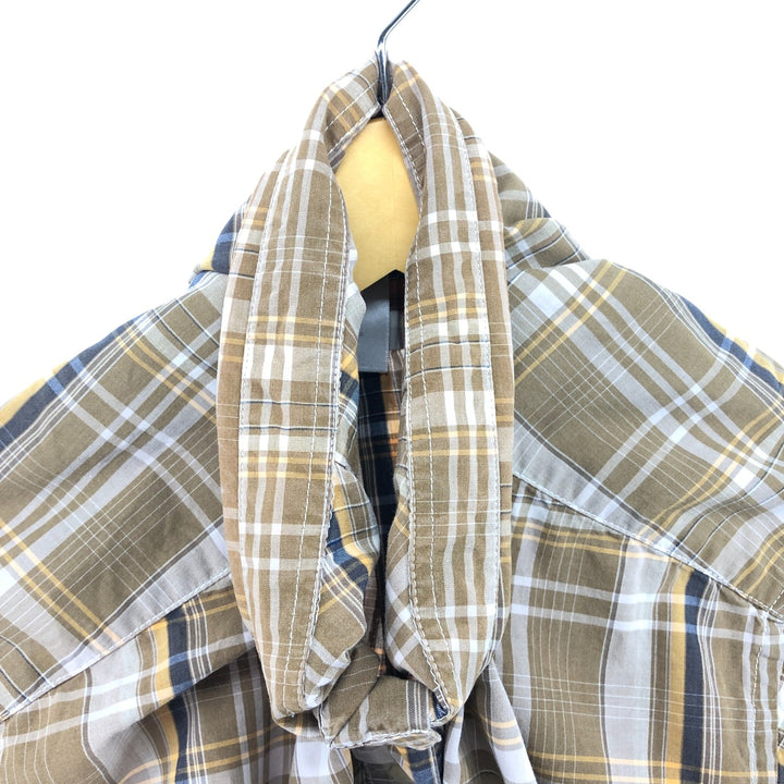 00'S Patagonia ORGANIC COTTON 54840S9 short sleeve cotton check shirt, men's size L Organic cotton beige type brown Vintage Second Hand