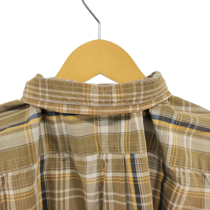 00'S Patagonia ORGANIC COTTON 54840S9 short sleeve cotton check shirt, men's size L Organic cotton beige type brown Vintage Second Hand
