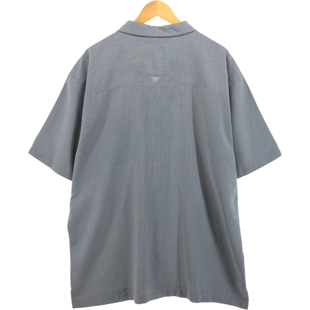 SHAH SAFARI Gingham Check Short Sleeve Open Collar Poly x Rayon Shirt Box Shirt Men's XL Size Rayon gray type Vintage Second Hand