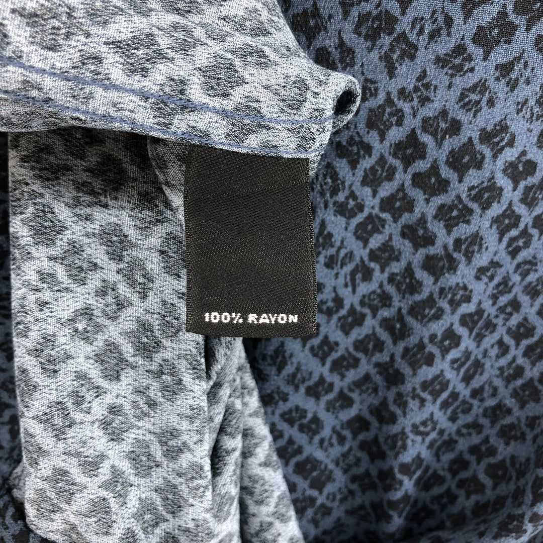 MURANO Leopard Pattern All-over Print Short Sleeve Rayon Shirt Box Shirt Men's M Size Rayon black type Vintage Second Hand