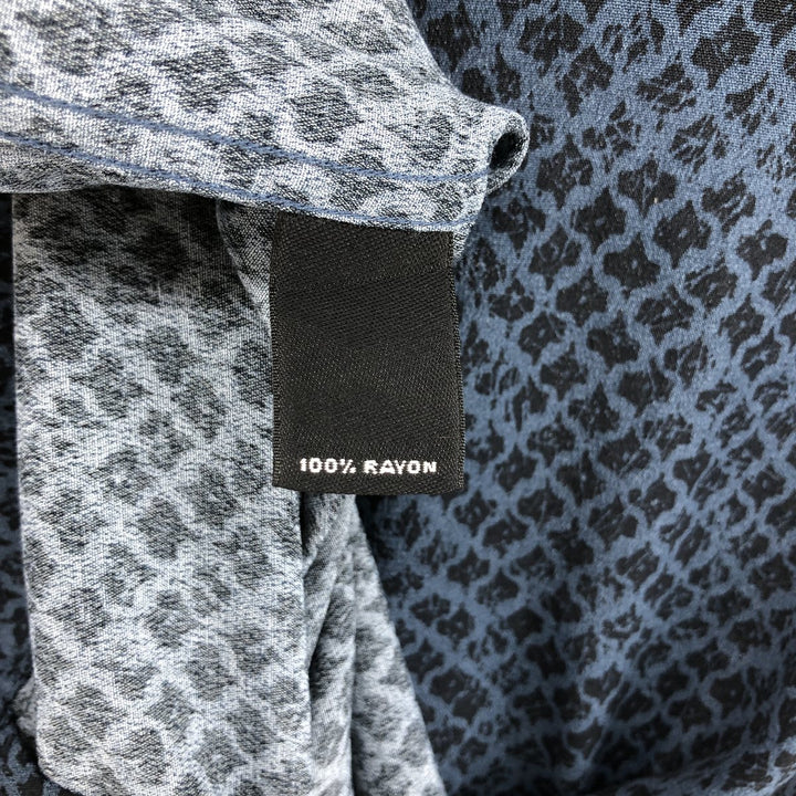 MURANO Leopard Pattern All-over Print Short Sleeve Rayon Shirt Box Shirt Men's M Size Rayon black type Vintage Second Hand