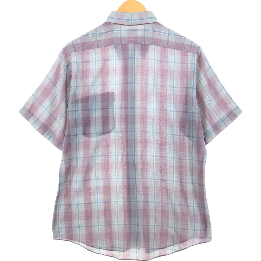 Lee Check Pattern Short Sleeve Polyester Shirt, Men's Size L polyester red type Vintage Second Hand