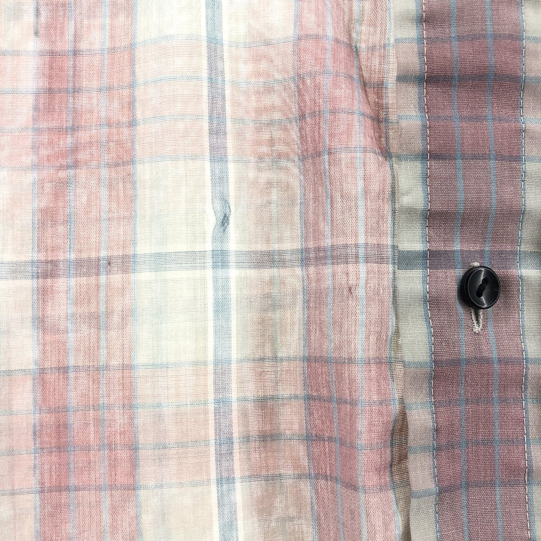 Lee Check Pattern Short Sleeve Polyester Shirt, Men's Size L polyester red type Vintage Second Hand