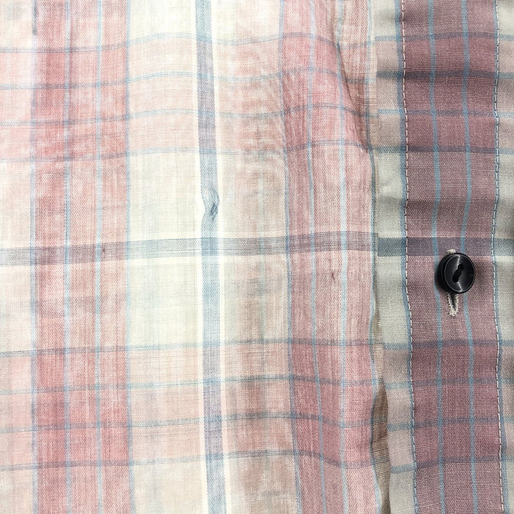 Lee Check Pattern Short Sleeve Polyester Shirt, Men's Size L polyester red type Vintage Second Hand