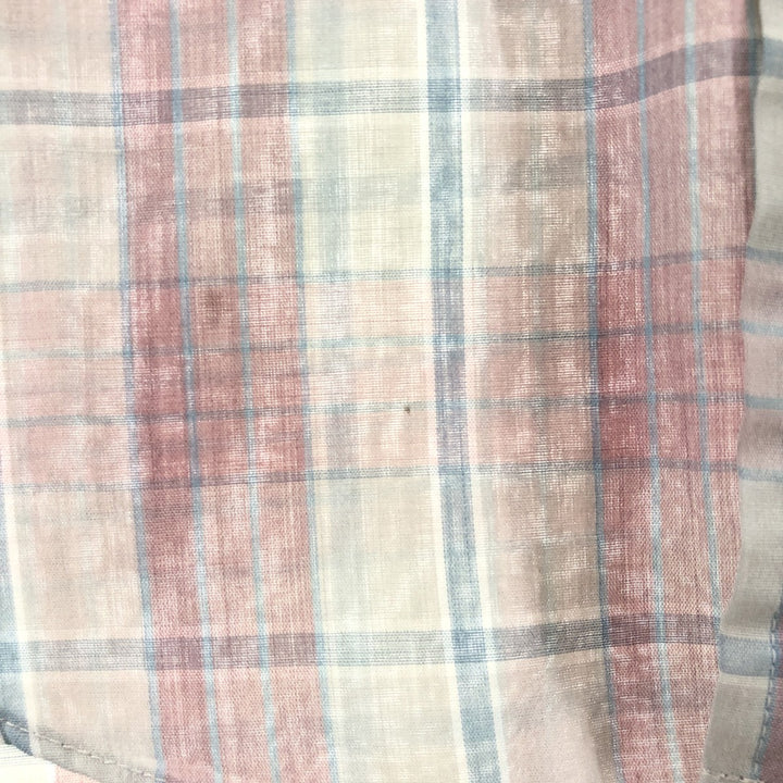 Lee Check Pattern Short Sleeve Polyester Shirt, Men's Size L polyester red type Vintage Second Hand