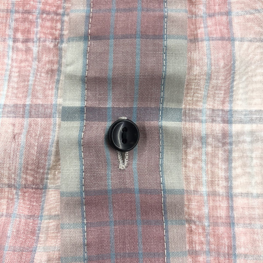 Lee Check Pattern Short Sleeve Polyester Shirt, Men's Size L polyester red type Vintage Second Hand