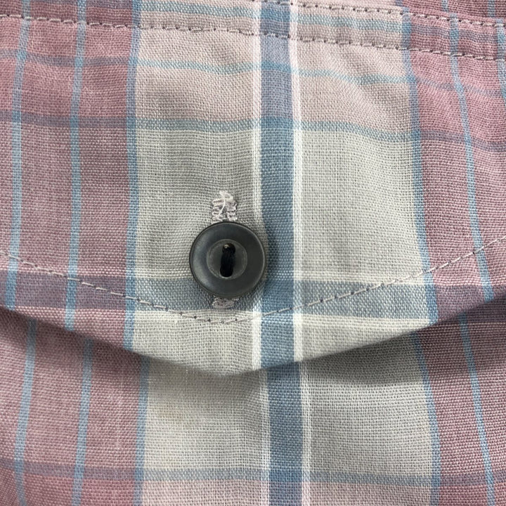 Lee Check Pattern Short Sleeve Polyester Shirt, Men's Size L polyester red type Vintage Second Hand