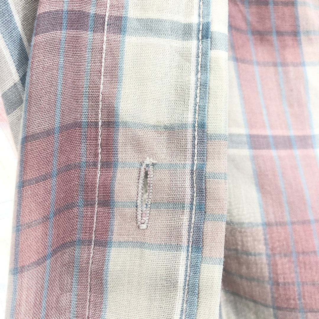 Lee Check Pattern Short Sleeve Polyester Shirt, Men's Size L polyester red type Vintage Second Hand