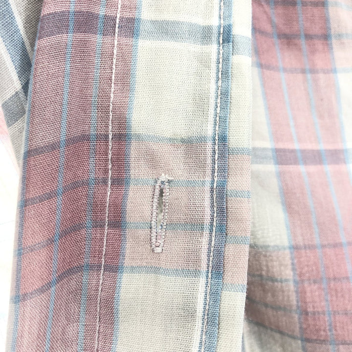 Lee Check Pattern Short Sleeve Polyester Shirt, Men's Size L polyester red type Vintage Second Hand