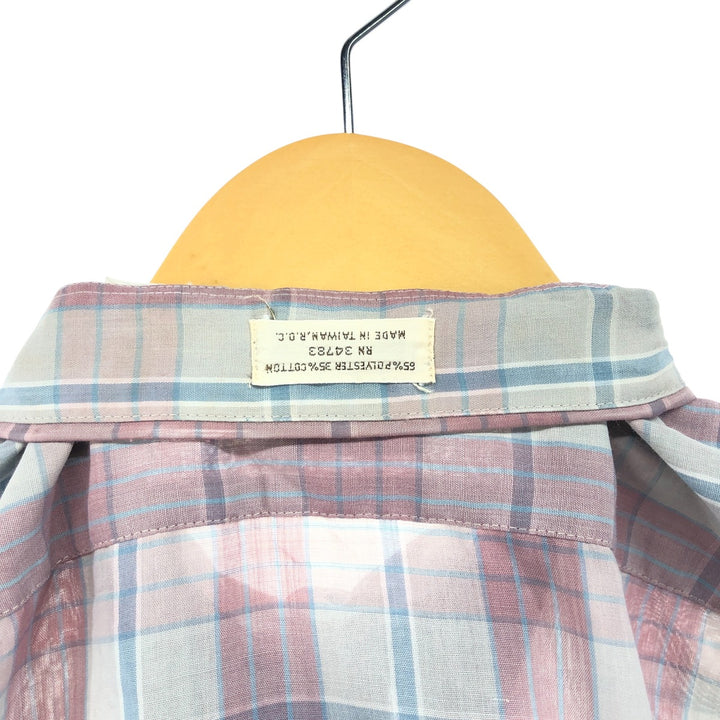 Lee Check Pattern Short Sleeve Polyester Shirt, Men's Size L polyester red type Vintage Second Hand