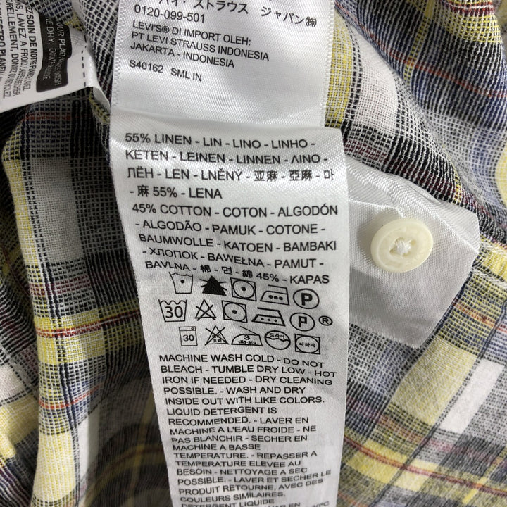 Levi's Standard Check Pattern Short Sleeve Cotton x Linen Shirt, Men's Size L linen yellow type Vintage Second Hand