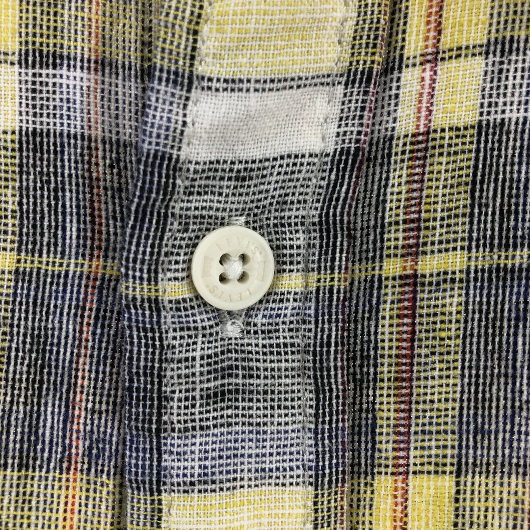 Levi's Standard Check Pattern Short Sleeve Cotton x Linen Shirt, Men's Size L linen yellow type Vintage Second Hand