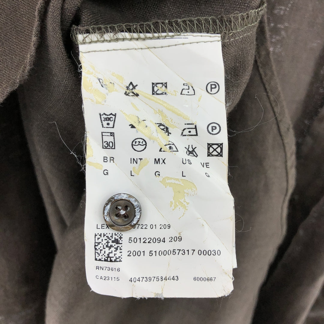 Hugo Boss HUGO BOSS Short-sleeved linen shirt with collar support, size L for men linen brown type Vintage Second Hand