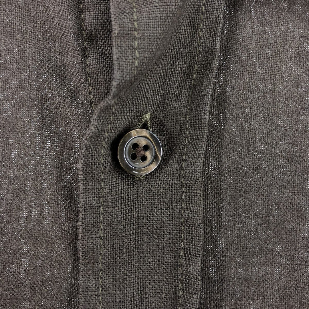 Hugo Boss HUGO BOSS Short-sleeved linen shirt with collar support, size L for men linen brown type Vintage Second Hand