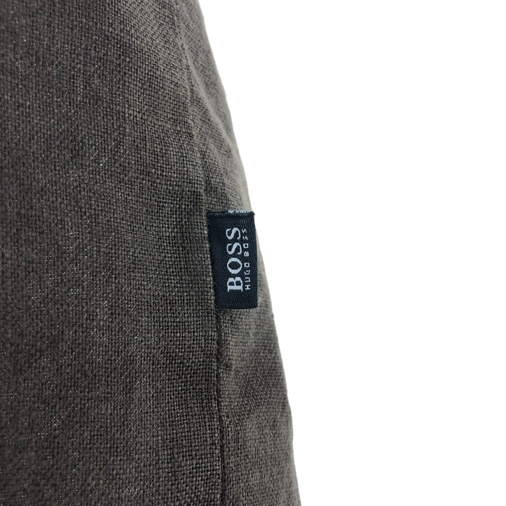 Hugo Boss HUGO BOSS Short-sleeved linen shirt with collar support, size L for men linen brown type Vintage Second Hand