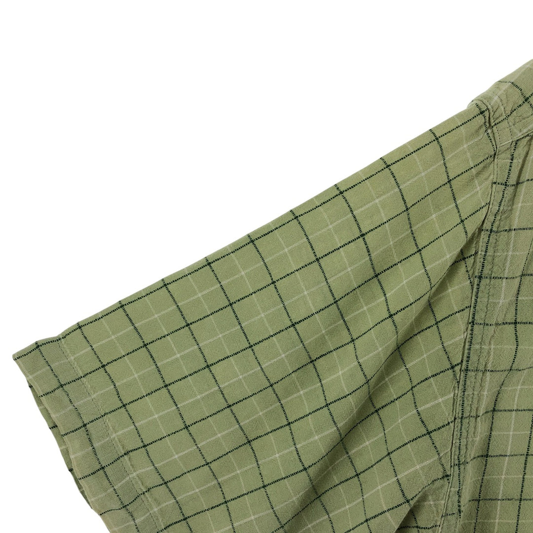 90'S Ralph Lauren Chaps Check Pattern Short Sleeve Cotton x Linen Button Down Shirt Men's Size L Vintage linen green type yellow green Vintage Second Hand