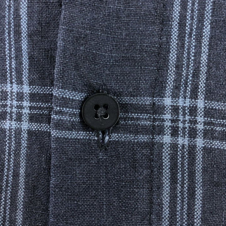 BRUNO WASHABLE LINEN Check Pattern Short Sleeve Linen Shirt Box Shirt Men's Size L linen black type Vintage Second Hand