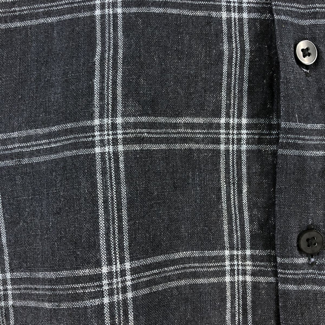 BRUNO WASHABLE LINEN Check Pattern Short Sleeve Linen Shirt Box Shirt Men's Size L linen black type Vintage Second Hand