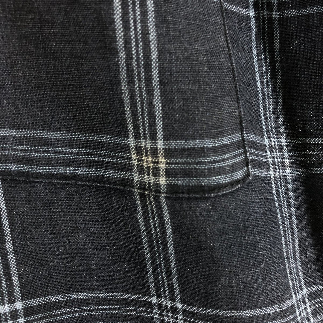 BRUNO WASHABLE LINEN Check Pattern Short Sleeve Linen Shirt Box Shirt Men's Size L linen black type Vintage Second Hand