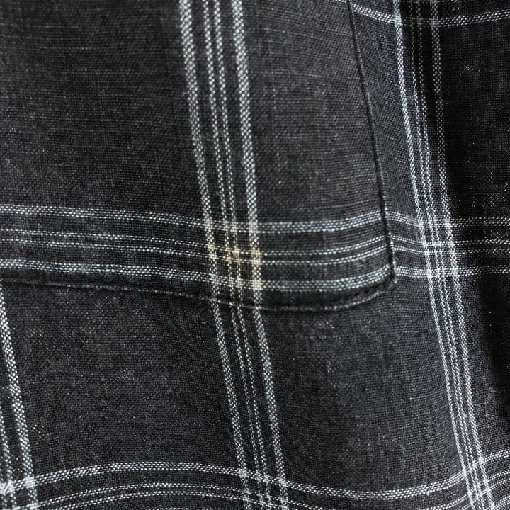 BRUNO WASHABLE LINEN Check Pattern Short Sleeve Linen Shirt Box Shirt Men's Size L linen black type Vintage Second Hand