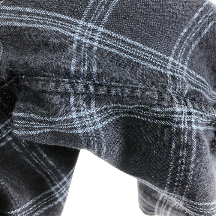 BRUNO WASHABLE LINEN Check Pattern Short Sleeve Linen Shirt Box Shirt Men's Size L linen black type Vintage Second Hand